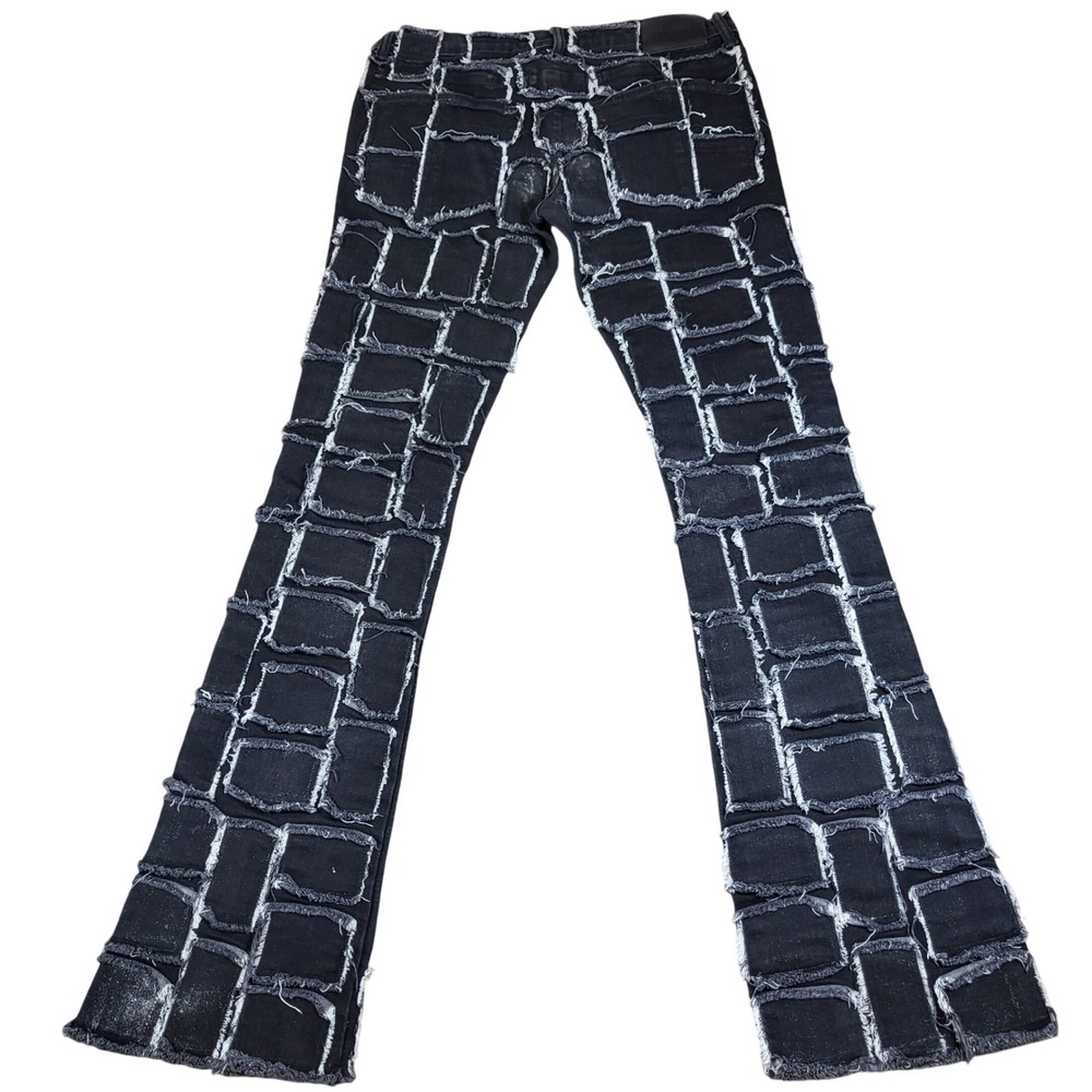 Valabasas Men Distressed Patchwork Flared Jeans S… - image 3